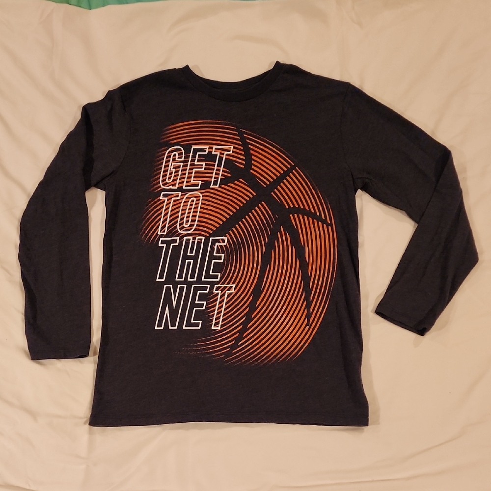 Place Dark Gray Long-Sleeve Tee with Orange Basketball Graphic. Size XL 14